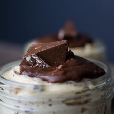 No Bake Toberlone Chocolate Peanut Butter Cheesecake in a Jar