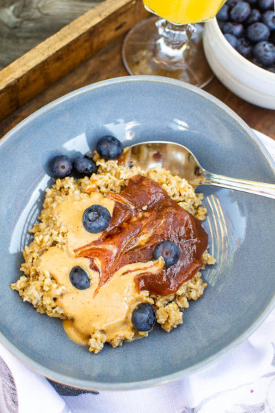 Quick and Easy Steel Cut Oatmeal with Apple and Almond Butters