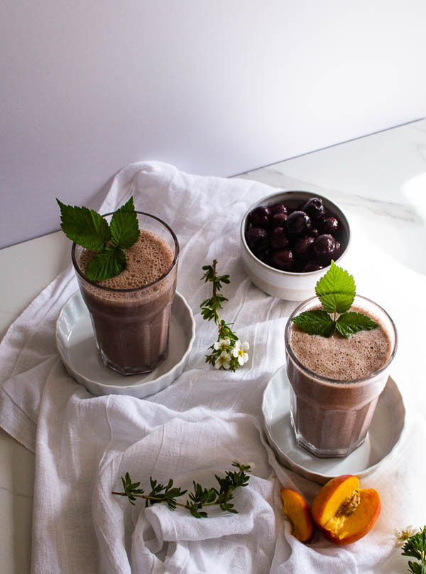 Peach and cherry protein smoothie is a delicious fresh fruit smoothie