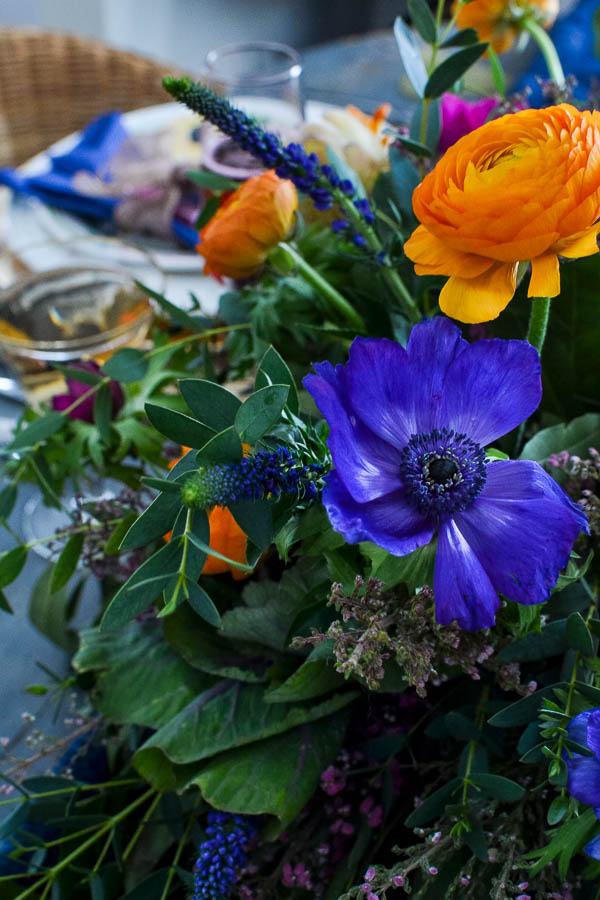 Blue anemone flowers