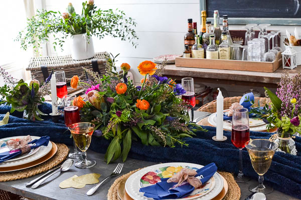 Bold blue Valentine Tablescape