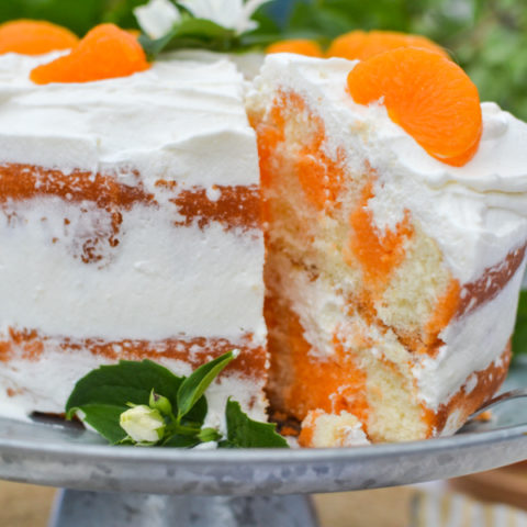 2 layer orange creamsicle poke cake