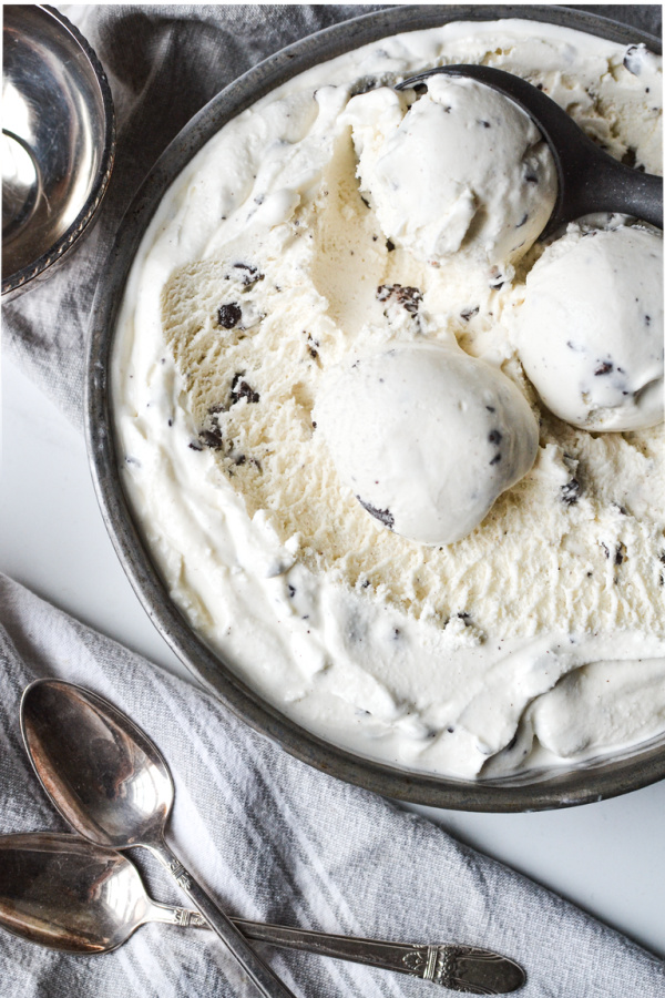 Homemade Pepperment Patty Ice Cream made with a Philadelphia style ice cream base