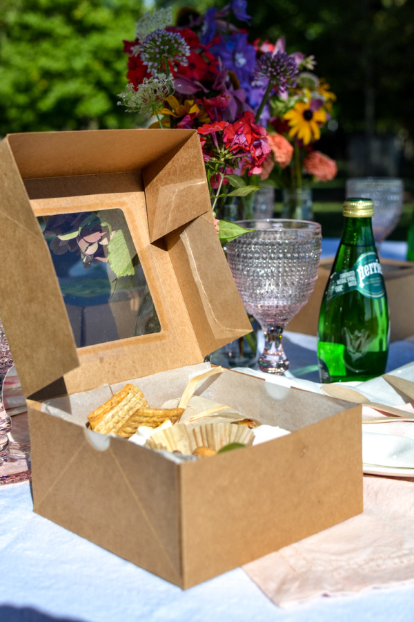 Picnic by the lake with a boxed lunch