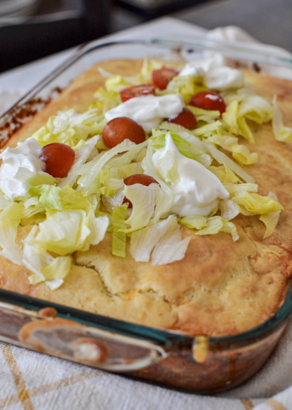 easy taco casserole made with Bisquick