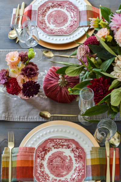 Transferware plates for a fall tablescape