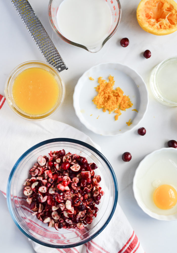 Wet ingredients for orange cranberry loaf