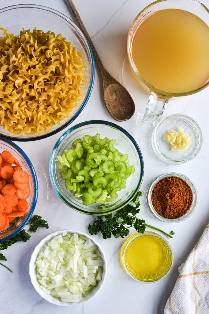 All the ingredients needed to make the soup