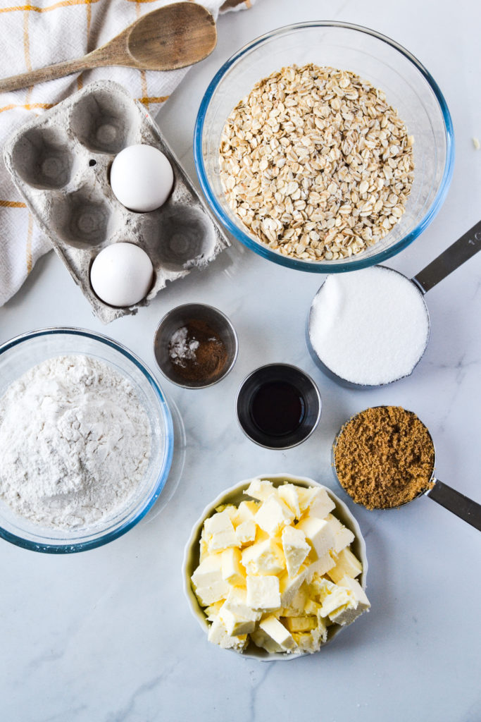 ingredients for homemade oatmeal cookies