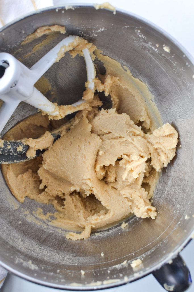 creaming butter and sugars together for cookies