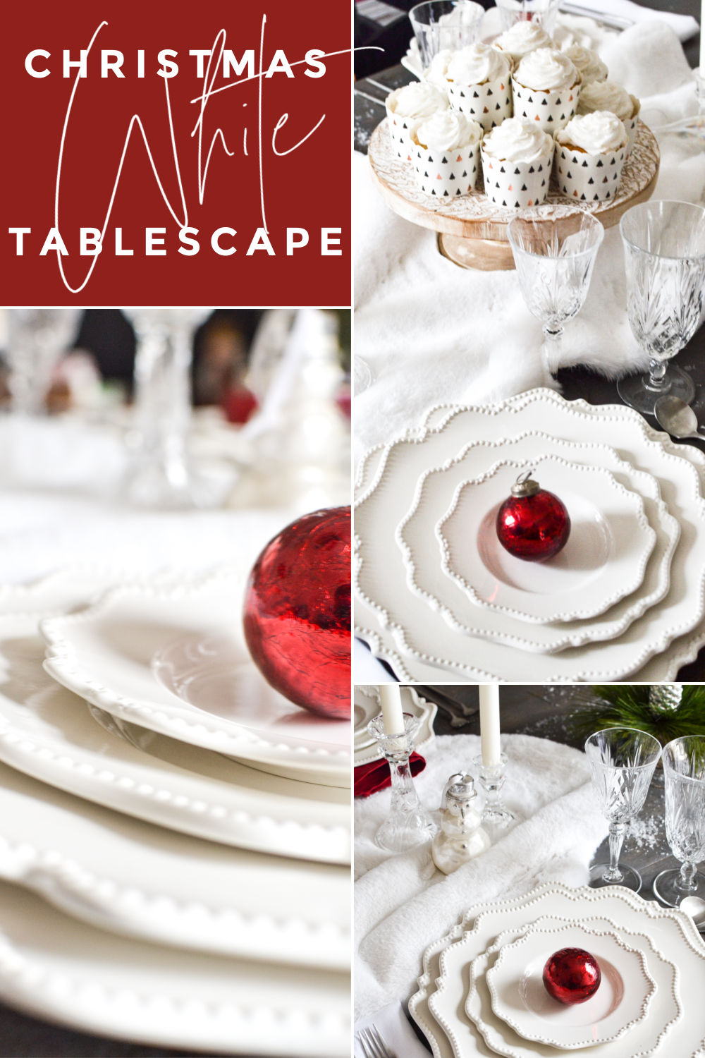 White tablescape for Christmas