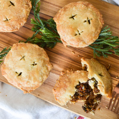 Mini tourtiére made with plant based grounds
