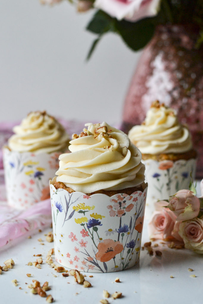 Hummingbird Cupcakes recipe in a spring baking cup