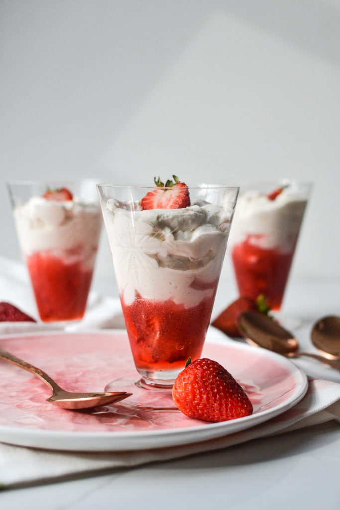 Strawberry Fool in crystal glasses