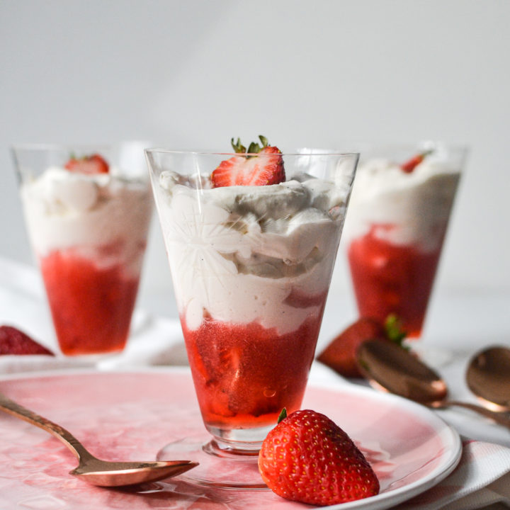 Strawberry Fool in crystal glasses