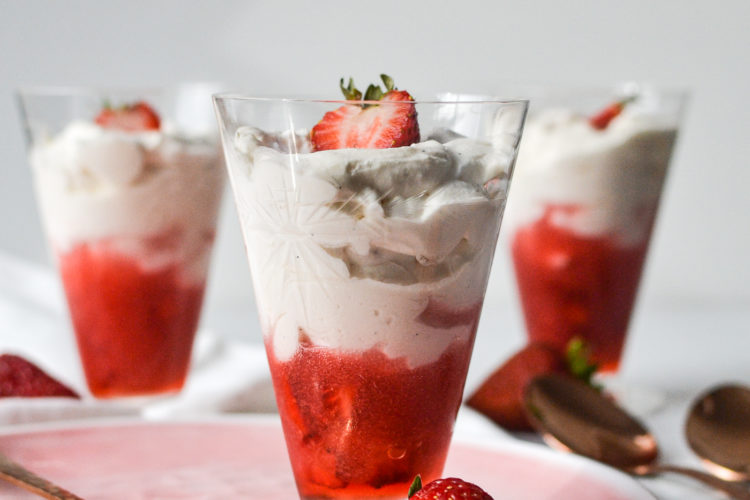 Strawberry Fool in crystal glasses