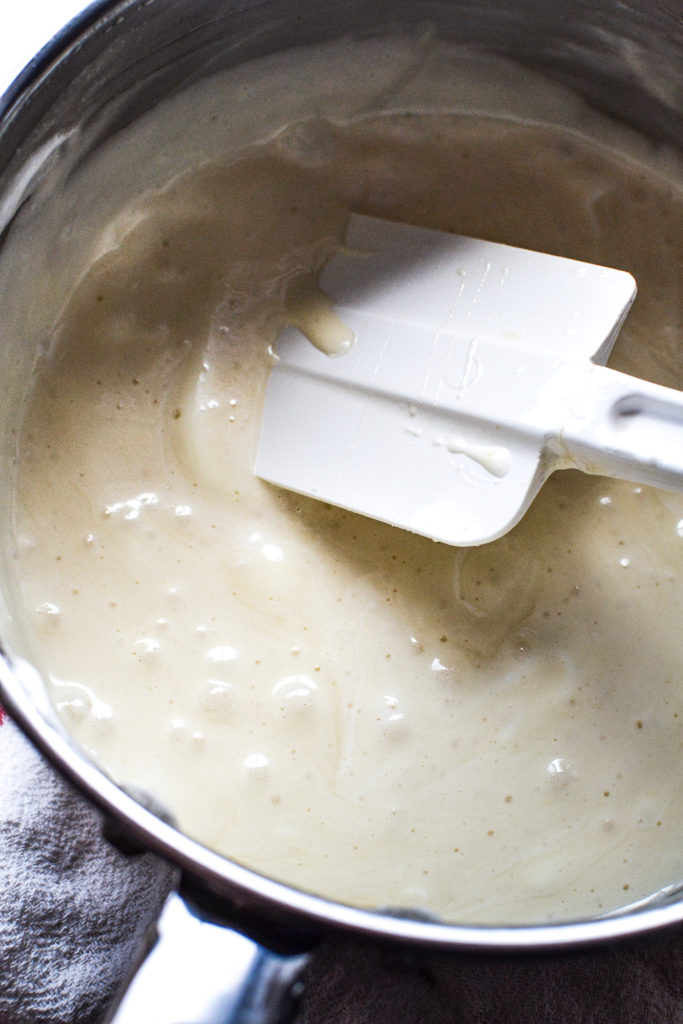 Melted marshmallows waiting for shredded wheat cereal to make cookies