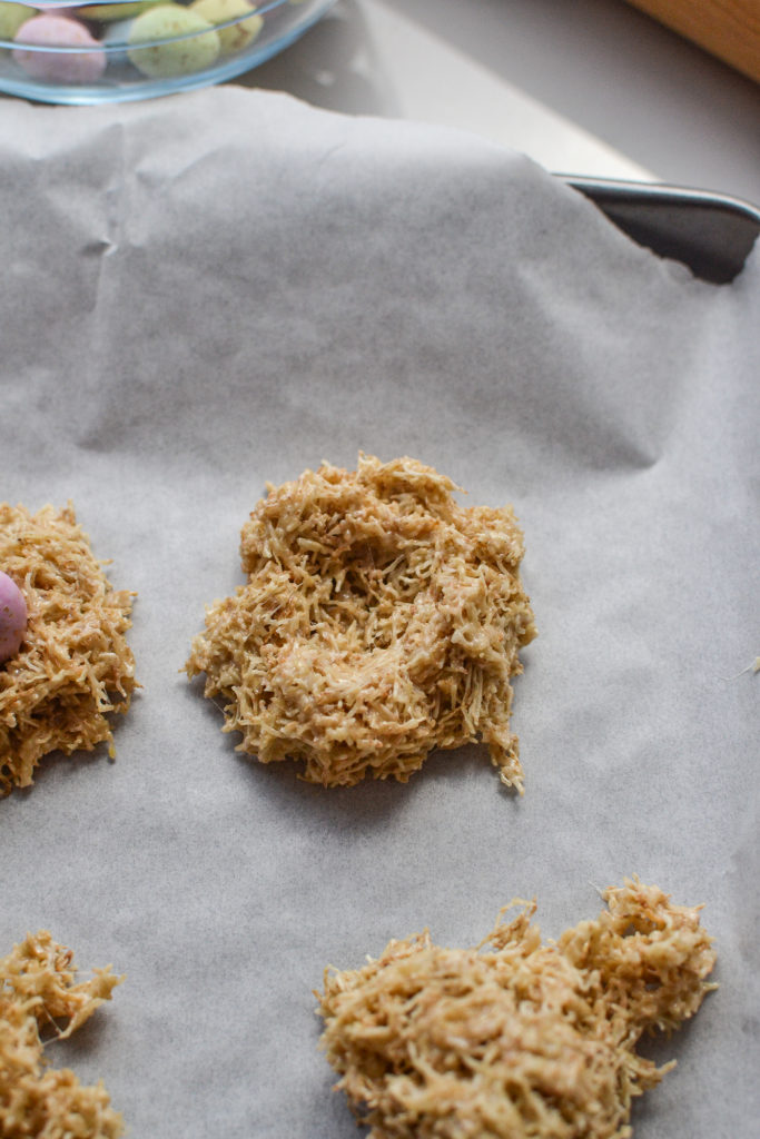 Shredded Wheat nests waiting for chocolate eggs