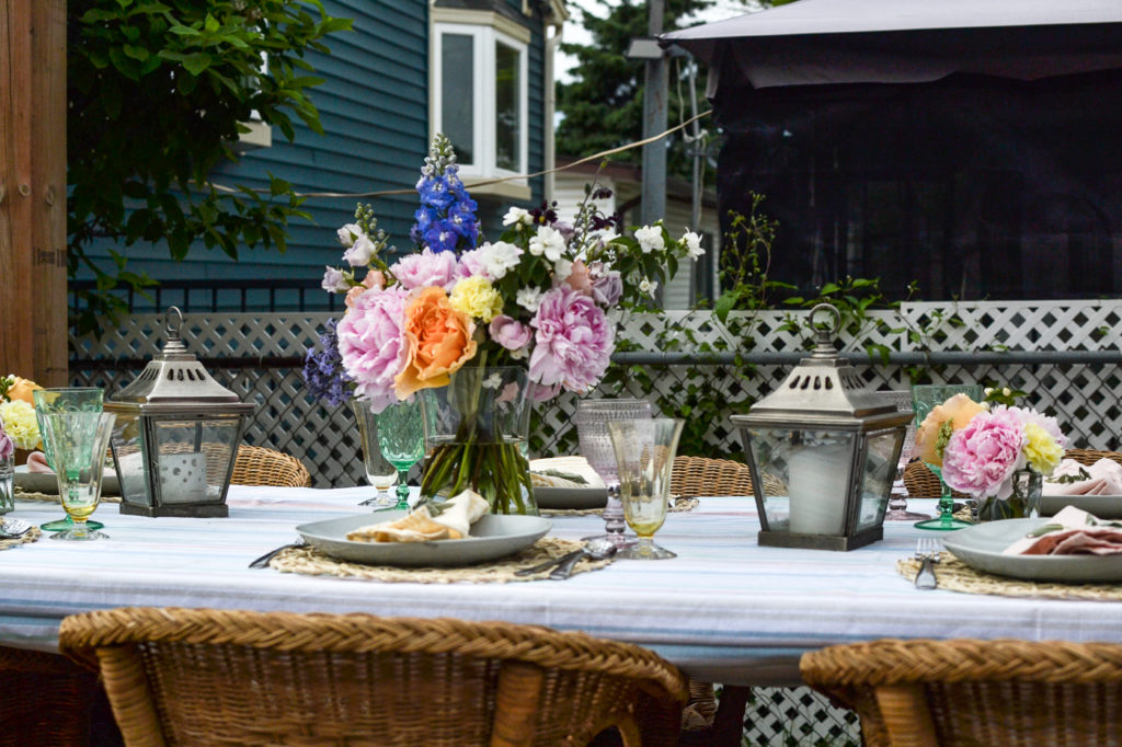 a colourful table for dining al fresco