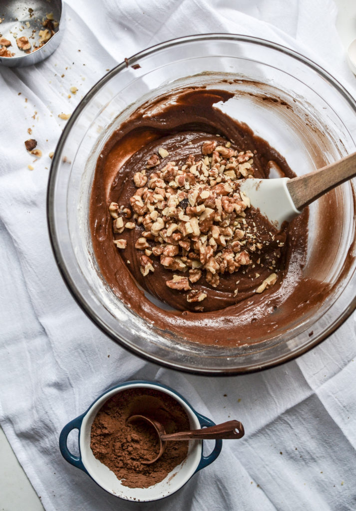 chopped walnut stirred into brownie batter