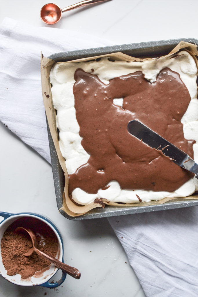 an off-set spatula is used to frost brownies