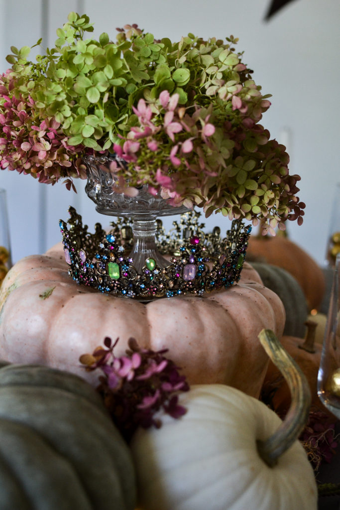 Bejewelled Crown on top of a pumpkin