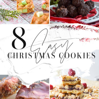 A photo featuring 4 photos of Christmas cookies with the test 8 Easy Christmas Cookies