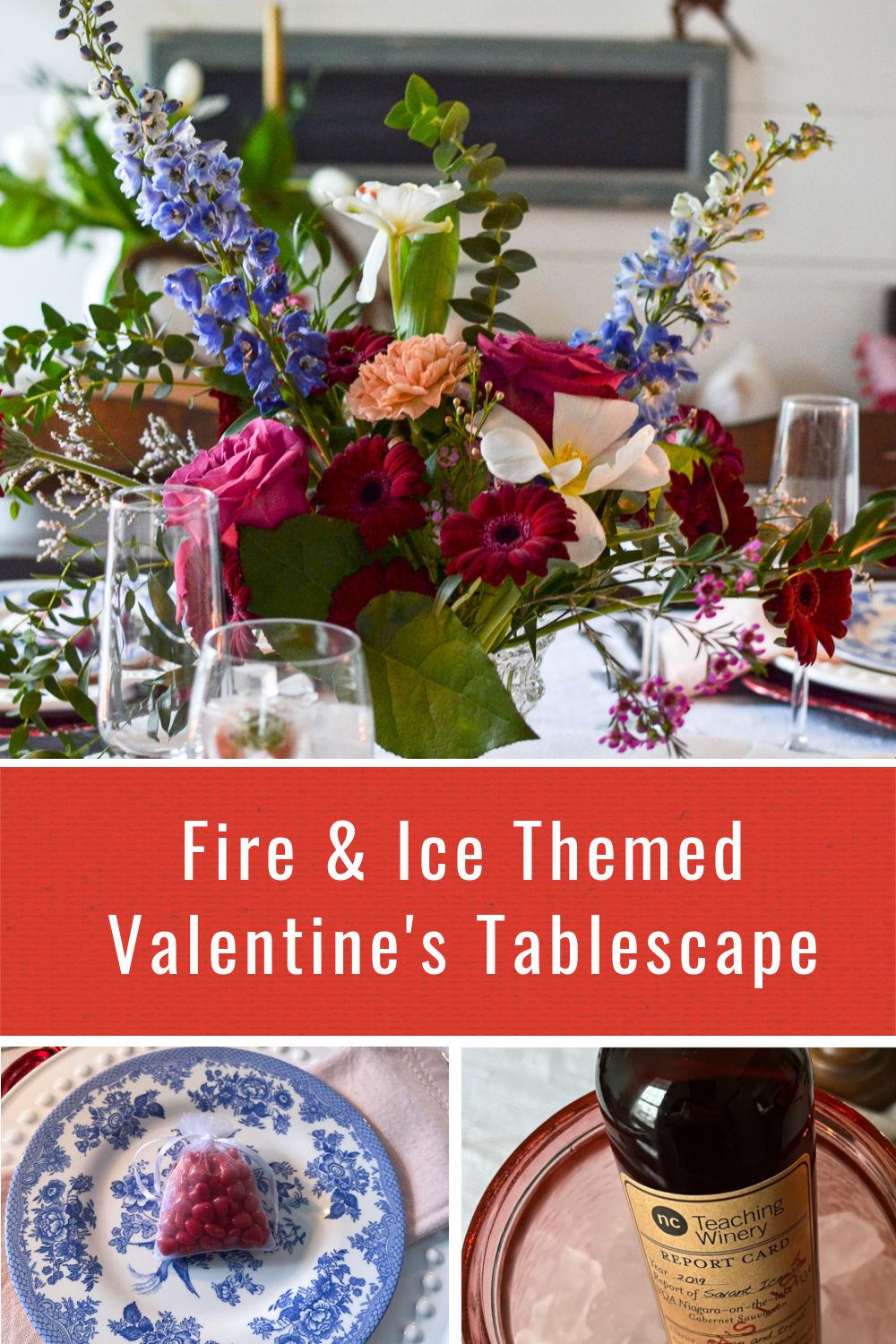 Pinterest imaging depicting a Valentines tablescape
