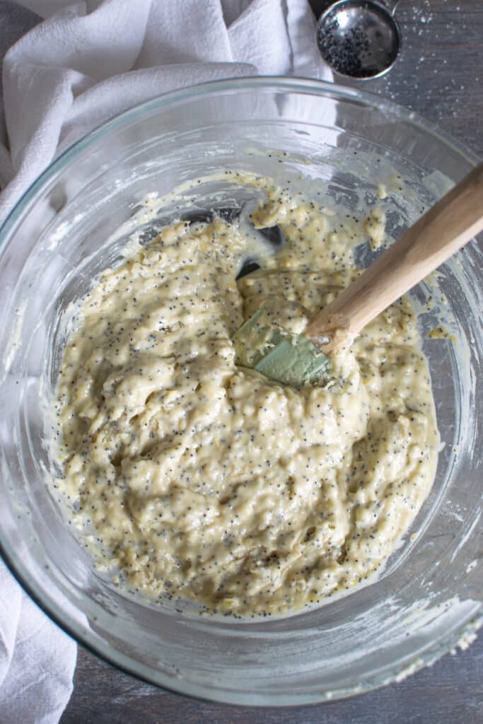 Muffin batter ready for the oven.