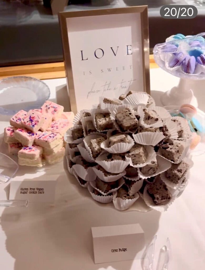Sweets table with desserts for a wedding.