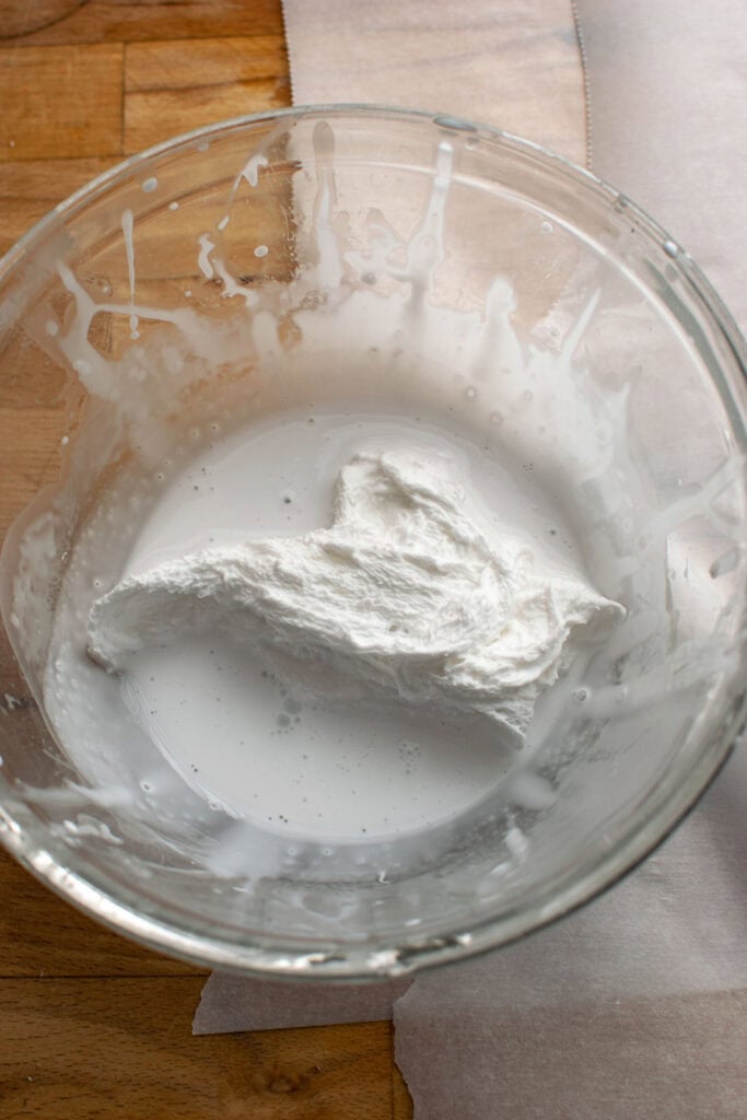 Cheese cloth soaked in liquid fabric stiffer and wrung out in a ball.
