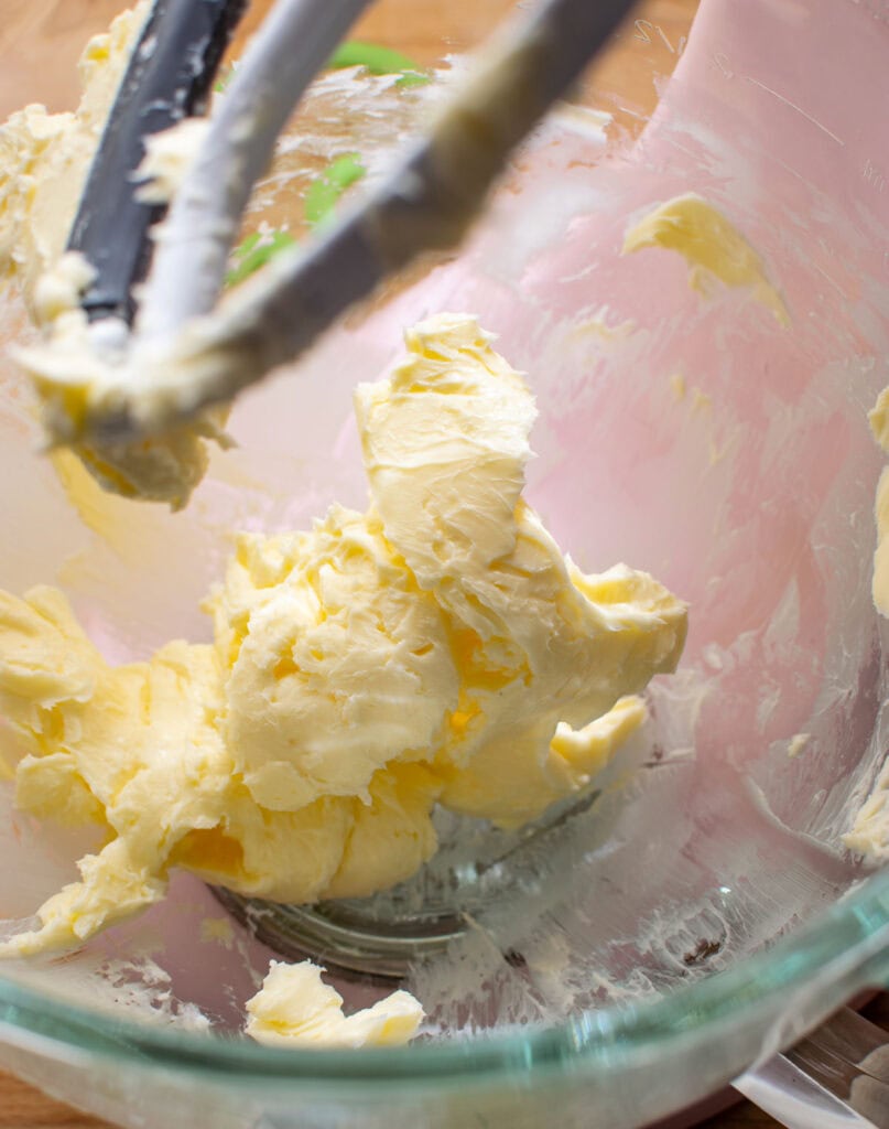 Butter that has been beaten in a stand mixer.