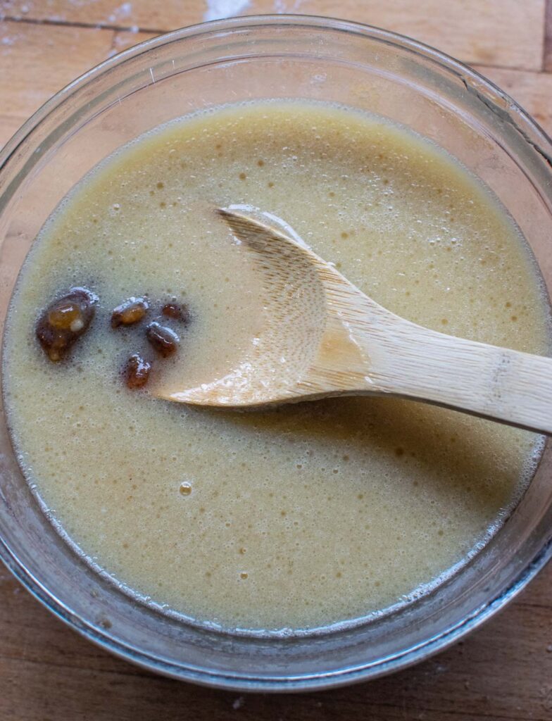 brown sugar, milk, vegetable oil and mincemeat added whisked together with 2 beaten eggs.