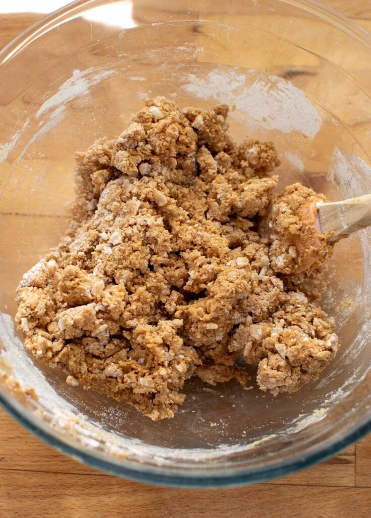 Crispy peanut butter mixture to make chocolate covered peanut butter balls.